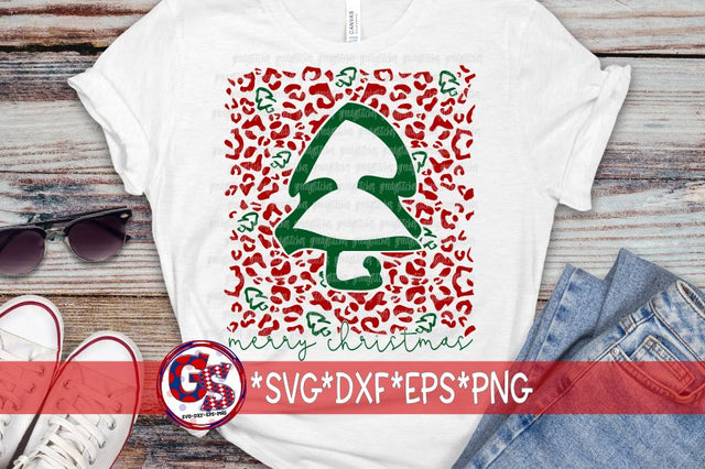 Merry Christmas Tree Leopard SVG DXF EPS PNG SVG Greedy Stitches 