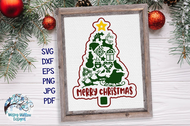 Merry Christmas Tree SVG SVG Wispy Willow Designs 