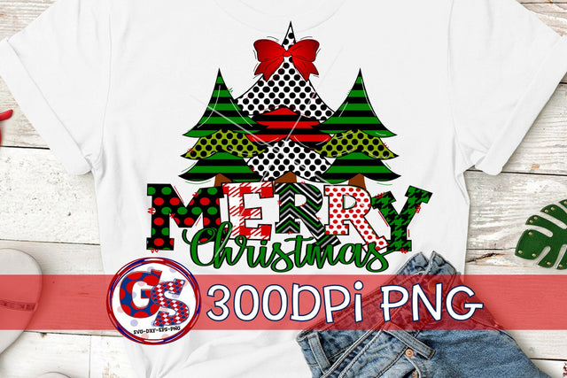 Merry Christmas Trees PNG for Sublimation Sublimation Greedy Stitches 