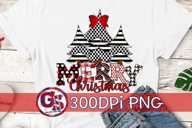Merry Christmas Trees PNG for Sublimation Sublimation Greedy Stitches 