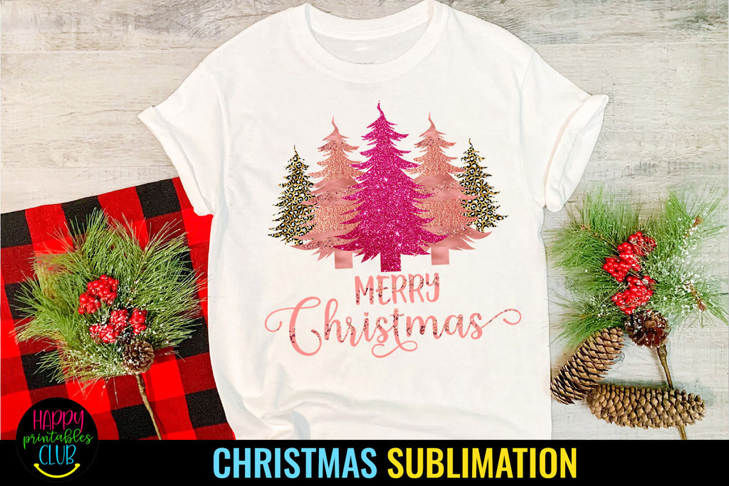 Merry Christmas Trees Sublimation I Holiday Sublimation Idea - So Fontsy