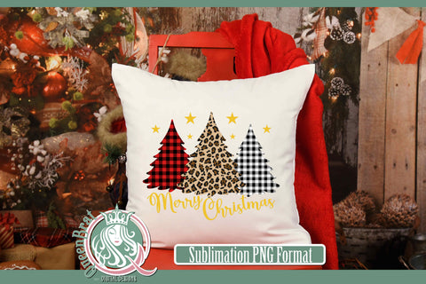 Merry Christmas Trees Sublimation Sublimation QueenBrat Digital Designs 