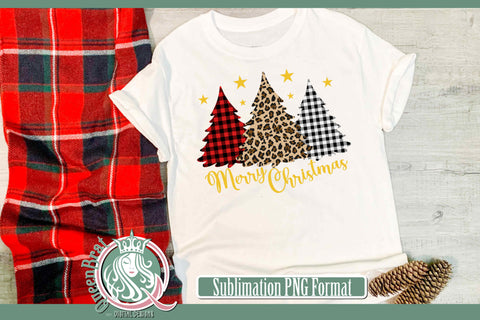 Merry Christmas Trees Sublimation Sublimation QueenBrat Digital Designs 