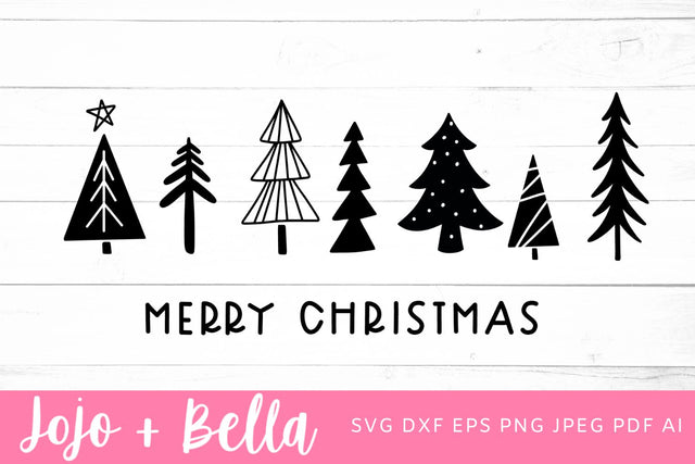 Merry Christmas Trees SVG, Merry Christmas SVG, Christmas Trees Cut File, Xmas Trees Svg, Christmas Trees Svg, Christmas Tree DXF Cut files SVG Jojo&Bella 