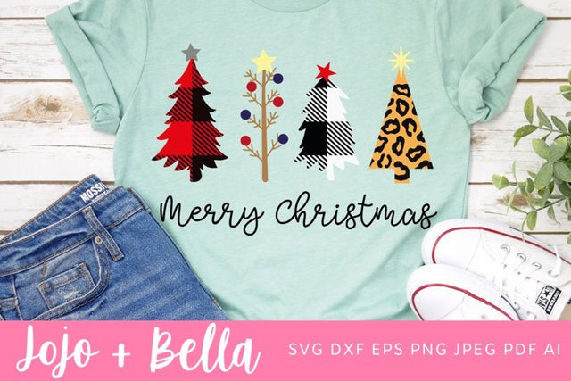 Merry Christmas Trees Svg, Plaid Svg, Christmas Trees Svg, Shirt Svg, Christmas Gift png, Christmas Sign DXF, Christmas Svgs, Christmas Shirt PNG SVG Jojo&Bella 