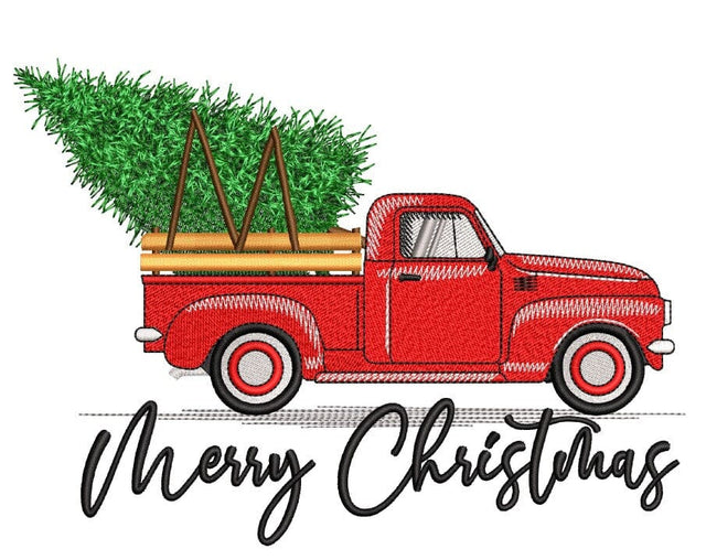 Merry Christmas Truck Embroidery Design, Christmas Tree Embroidery File, 4 sizes, Instant Download Embroidery/Applique DESIGNS Nino Nadaraia 