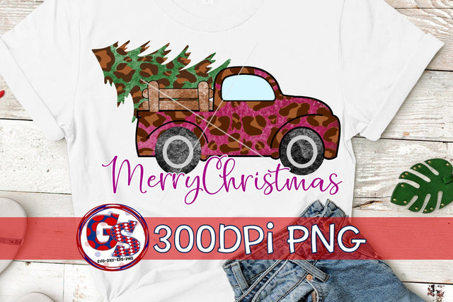 Merry Christmas Truck PNG for Sublimation Sublimation Greedy Stitches 