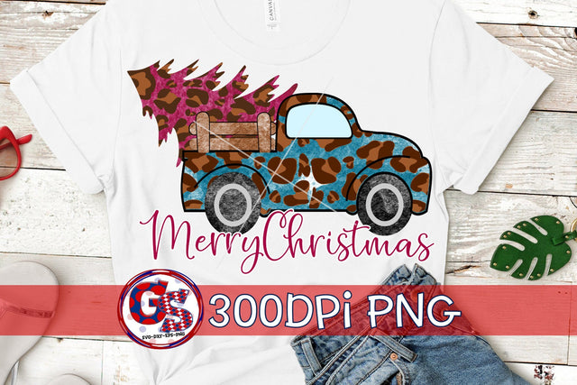 Merry Christmas Truck PNG for Sublimation Sublimation Greedy Stitches 