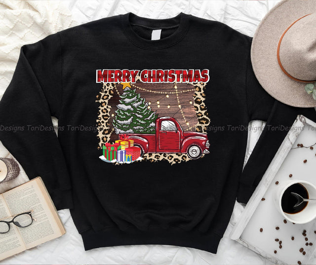 Merry Christmas Truck PNG Sublimation Design Sublimation ToriDesigns 