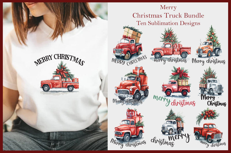 Merry Christmas Truck Sublimation Bundle Sublimation Jagonath Roy 
