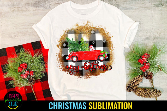 Merry Christmas Truck Sublimation I Holiday Sublimation Idea Sublimation Happy Printables Club 