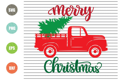 Merry Christmas Truck Svg, Christmas Sign Svg, Christmas Tree Truck Svg, Santa Svg, Holiday Silhouette Png Eps Dxf Vinyl Decal Digital Cut Files SVG Artstoredigital 