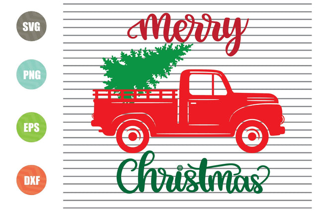 Merry Christmas Truck Svg, Christmas Sign Svg, Christmas Tree Truck Svg, Santa Svg, Holiday Silhouette Png Eps Dxf Vinyl Decal Digital Cut Files SVG Artstoredigital 