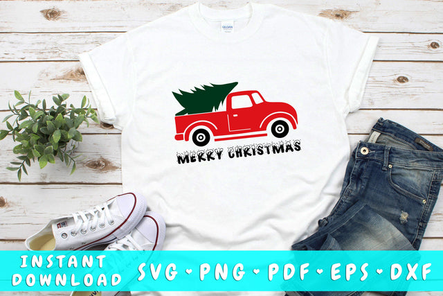 Merry Christmas Truck SVG SVG HappyDesignStudio 