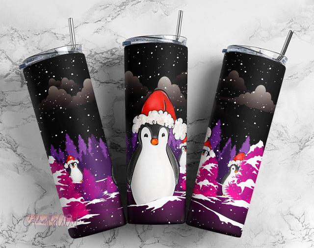 Merry Christmas Tumbler, Penguin PNG, Tumbler png, Merry christmas, Skinny Tumbler wrap 20 oz PNG, Digital download Sublimation CaldwellArt 