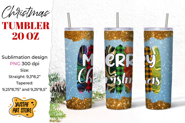 Merry Christmas tumbler sublimation wrap shine glitter Sublimation Yustaf Art Store 