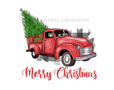 Merry Christmas Vintage truck Sublimation Design PNG Sublimation SVGoriginalcreations 