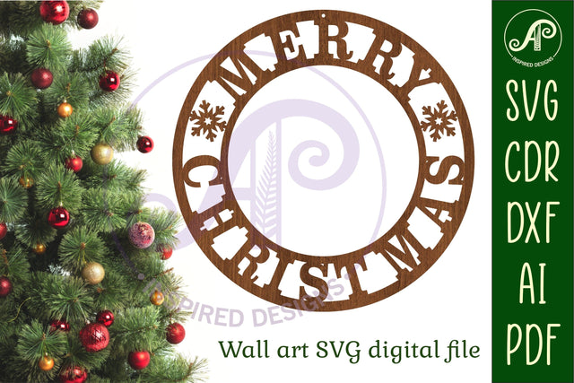 Merry Christmas wall art sign, SVG file. vector file SVG APInspireddesigns 