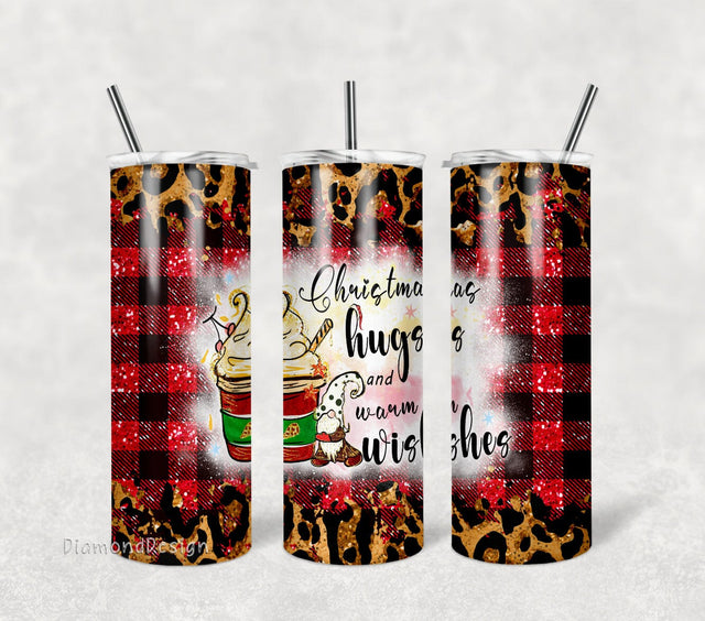 Merry Christmas Warm Wishes Tumbler Png Sublimation Design, 20oz Skinny Tumbler Png, Glitter Christmas Tumbler Png Digital Download Sublimation DiamondDesign 