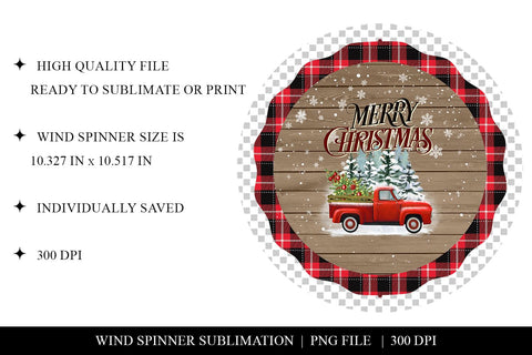 Merry Christmas Wind Spinner Sublimation - Red Pickup Sublimation BijouBay 