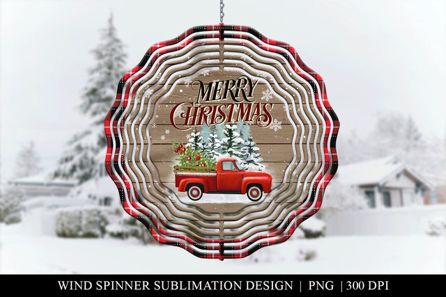 Merry Christmas Wind Spinner Sublimation - Red Pickup Sublimation BijouBay 