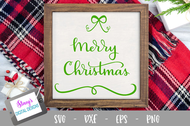 Merry Christmas with Bow and Flourish - Christmas SVG SVG Stacy's Digital Designs 