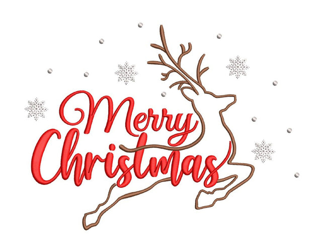 Merry Christmas With Deer Machine Embroidery Design, 4 sizes, Instant Download Embroidery/Applique DESIGNS Nino Nadaraia 