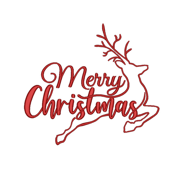 Merry Christmas With Deer Machine Embroidery Design Embroidery/Applique DESIGNS Nino Nadaraia 