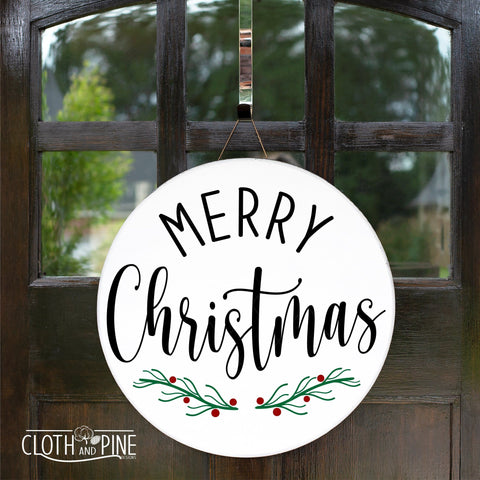 Merry Christmas with Evergreen Branches and Berries SVG Cloth and Pine Designs 