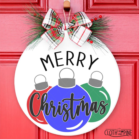 Merry Christmas with Ornaments. Two Designs Included. SVG Cloth and Pine Designs 