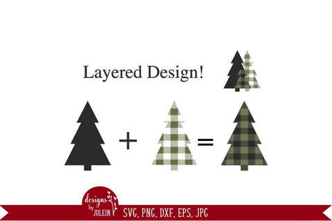 Merry Christmas with Plaid Trees SVG Designs by Jolein 