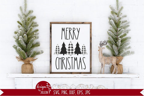 Merry Christmas with Plaid Trees SVG Designs by Jolein 