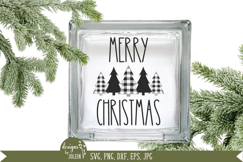 Merry Christmas with Plaid Trees SVG Designs by Jolein 