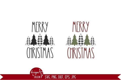 Merry Christmas with Plaid Trees SVG Designs by Jolein 