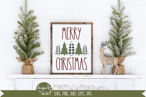 Merry Christmas with Plaid Trees SVG Designs by Jolein 