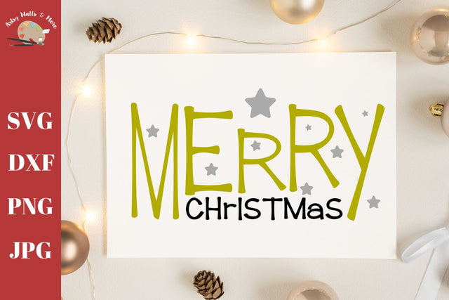 Merry Christmas with stars- Christmas sign - Christmas pillow SVG DXF PNG SVG The Artsy Spot 
