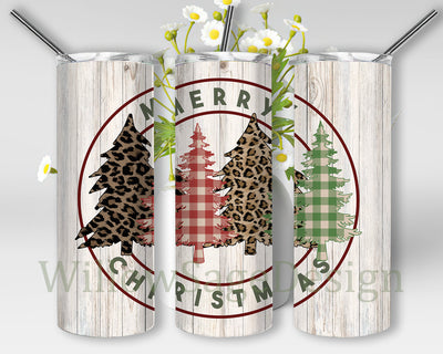Merry Christmas Wood Sublimation Tumbler Design, Christmas Tree 20oz Skinny Tumbler, Christmas Tree Buffalo Plaid Png, Christmas Tree Leopard Png, Christmas Sublimation Png, Digital Download Sublimation WillowSageDesign 