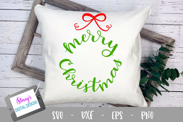 Merry Christmas Wreath Design - Christmas SVG SVG Stacy's Digital Designs 