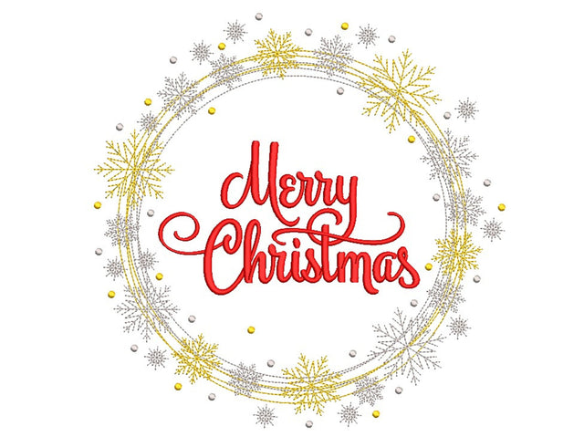 Merry Christmas Wreath Embroidery Design, 4 sizes, Instant Download Embroidery/Applique DESIGNS Nino Nadaraia 