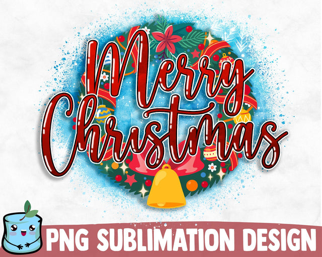 Merry Christmas Wreath Sublimation Design Sublimation MintyMarshmallows 