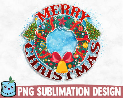 Merry Christmas Wreath Sublimation Design Sublimation MintyMarshmallows 