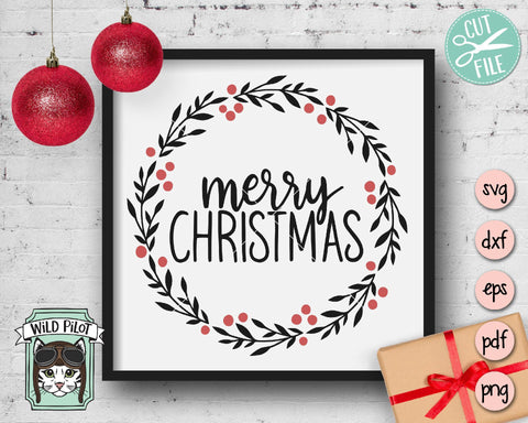 Merry Christmas Wreath SVG Cut File SVG Wild Pilot 