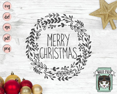 Merry Christmas Wreath SVG Cut File SVG Wild Pilot 