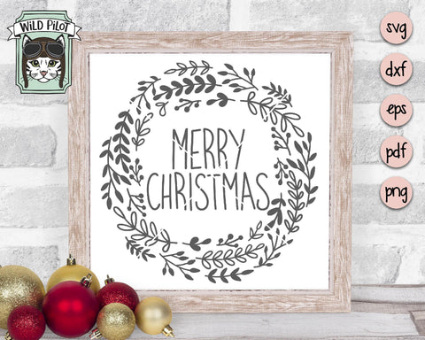 Merry Christmas Wreath SVG Cut File SVG Wild Pilot 