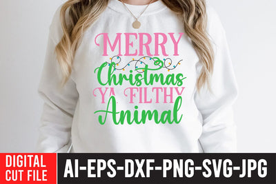 Merry Christmas Ya Filthy Animal SVG Cute File SVG BlackCatsMedia 