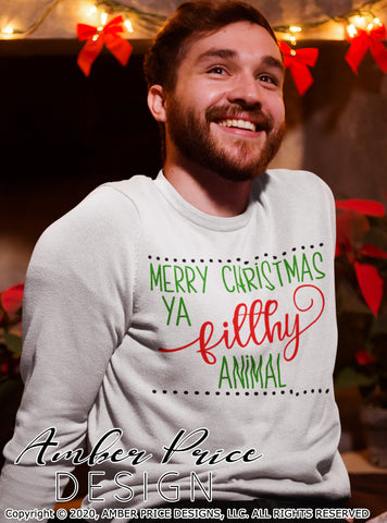 Merry Christmas ya filthy animal SVG | Funny Christmas SVG PNG DXF | holiday SVGs by Amber Price SVG Amber Price Design 