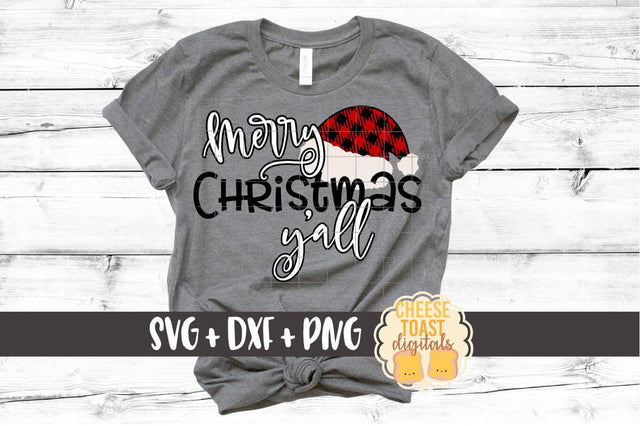 Merry Christmas Y'all - Buffalo Plaid Santa Hat - Christmas SVG Files SVG Cheese Toast Digitals 