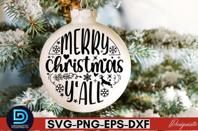 Merry christmas y'all ,Christmas Round Sign SVG Design SVG DESIGNISTIC 
