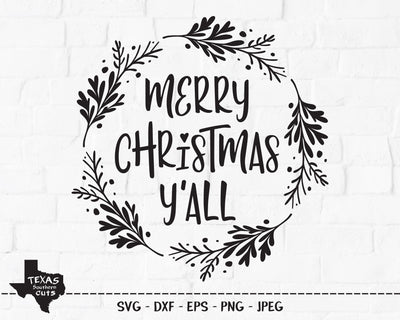 Merry Christmas Y'all | Christmas SVG SVG Texas Southern Cuts 