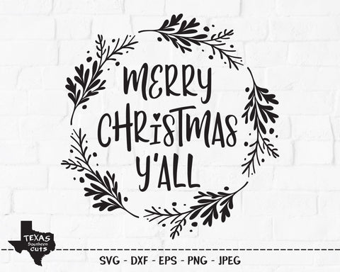 Merry Christmas Y'all | Christmas SVG SVG Texas Southern Cuts 